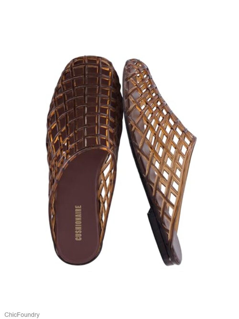 CUSHIONAIRE Lab Lattice Jelly Flats Closed Toe Womens Mules